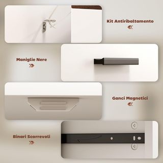 Credenza da Cucina con 2 Cassetti e Armadio a 2 Ante, Mobile Moderno con Ripiano Regolabile, Credenza Buffet per Soggiorno, Sala da Pranzo e Salone, 68.6X35X90.3 Cm, Bianco e Marrone