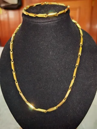 Conjunto Esclava y Cadena Chapado Oro 18k