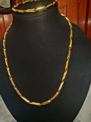 Conjunto Esclava y Cadena Chapado Oro 18k