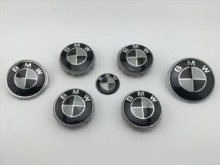 JUEGO DE 7 EMBLEMAS LOGOS BMW NEGRO PLATA CA m_75