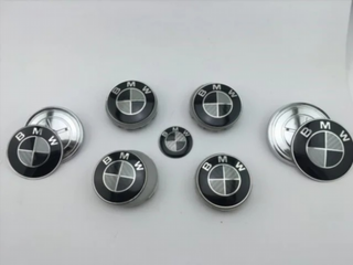 JUEGO DE 7 EMBLEMAS LOGOS BMW NEGRO PLATA CA m_75