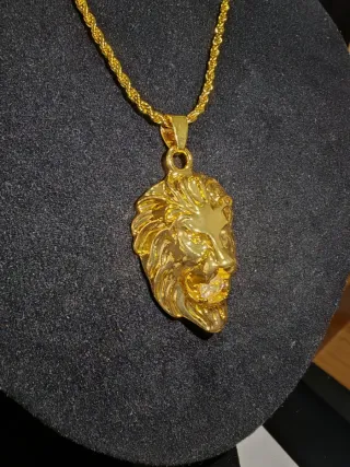 Colgante Cabeza León 24k Chapado 18k