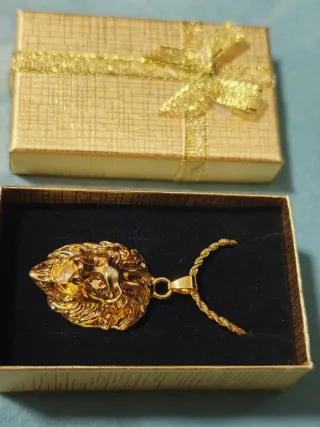 Colgante Cabeza León 24k Chapado 18k