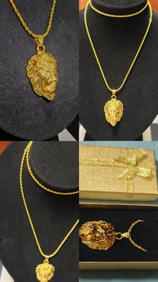 Colgante Cabeza León 24k Chapado 18k