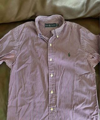 Camisa Polo Ralph Lauren Rayas Morado Blanco Talla