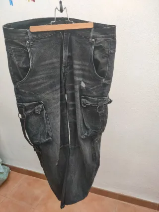 Pantalones cargo vaqueros gris T.44