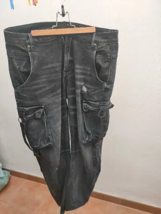 Pantalones cargo vaqueros gris T.44