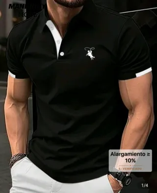 Camiseta Polo Hombre Negra con Logo
