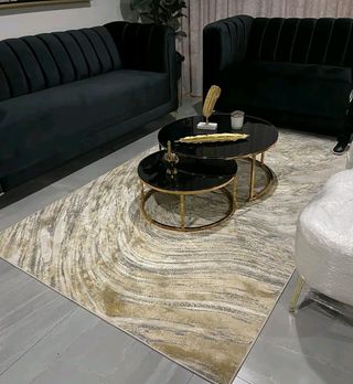 Conjunto Sofás y Mesas Centro Elegante Negro