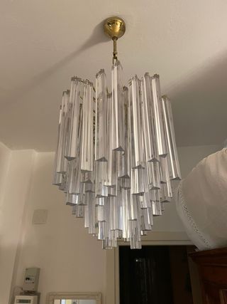 Lampadario Vetro Stile Venini Oro Trasparente