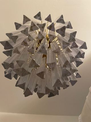 Lampadario Vetro Stile Venini Oro Trasparente