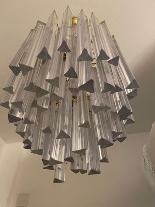 Lampadario Vetro Stile Venini Oro Trasparente