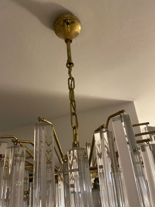 Lampadario Vetro Stile Venini Oro Trasparente