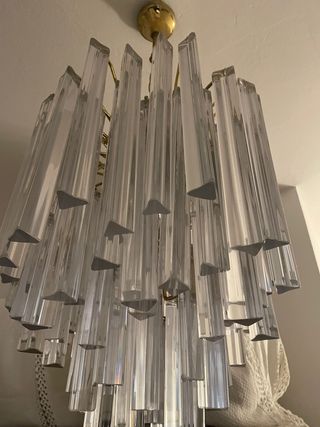 Lampadario Vetro Stile Venini Oro Trasparente