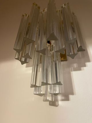 Lampadario Vetro Stile Venini Oro Trasparente