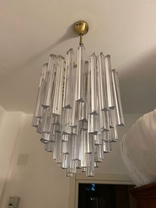 Lampadario Vetro Stile Venini Oro Trasparente