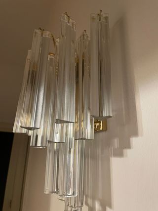 Lampadario Vetro Stile Venini Oro Trasparente