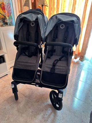 Carrito gemelar gris