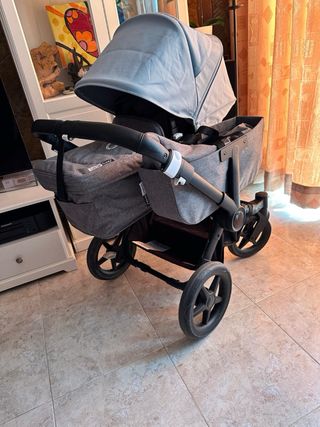 Carrito gemelar gris