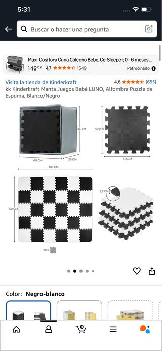 Alfombra Puzzle Espuma NUEVAS Blanco/Negro