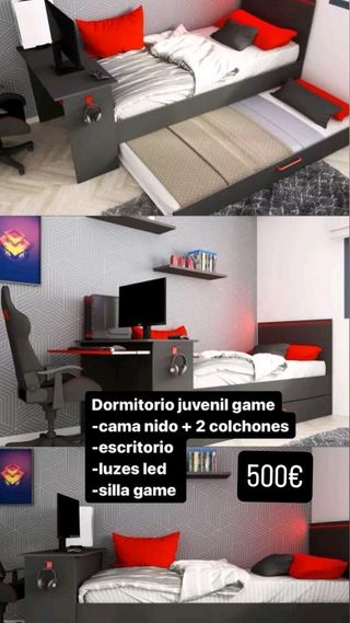 Dormitorio juvenil game con cama nido