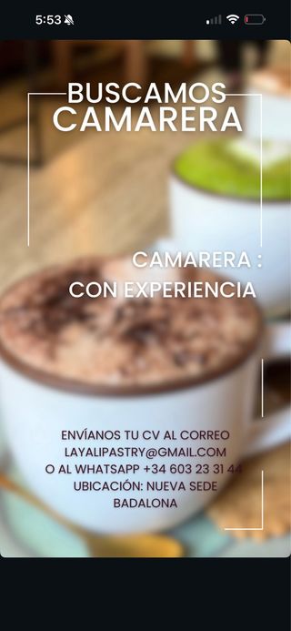 Se busca camarera en Badalona