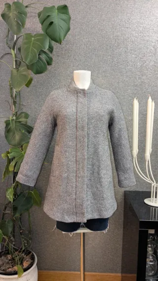 Abrigo lana Zara Gris Mujer