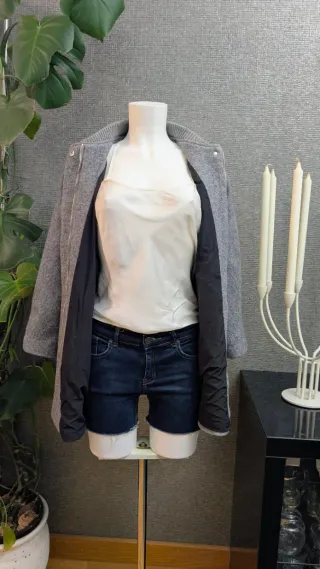 Abrigo lana Zara Gris Mujer