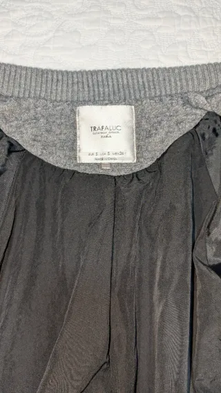 Abrigo lana Zara Gris Mujer