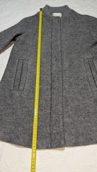Abrigo lana Zara Gris Mujer