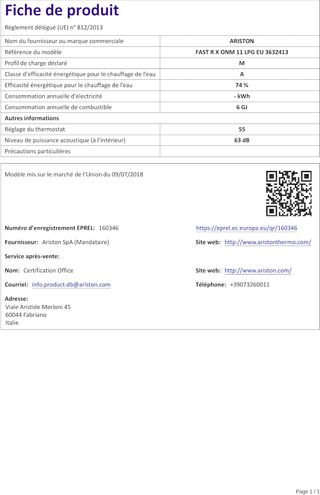 Calentador Ariston Fast RX Butano 11L