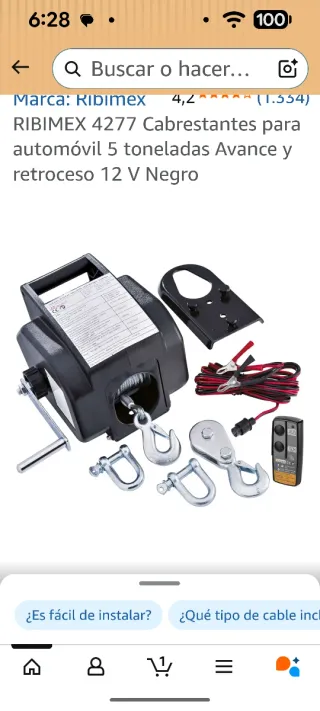 Cabestrante Eléctrico winch  Ribimex 12V 300W