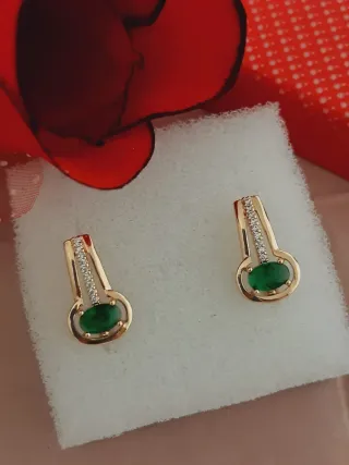 Pendientes gold filled  Circonitas Esmeralda 1,6cm