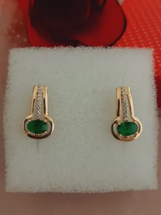 Pendientes gold filled  Circonitas Esmeralda 1,6cm