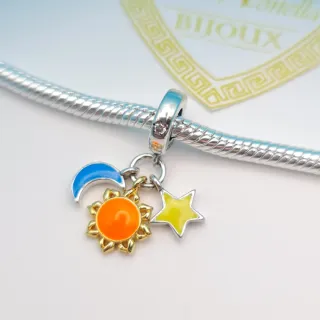 Charm argento 925 fluorescente sole luna stella