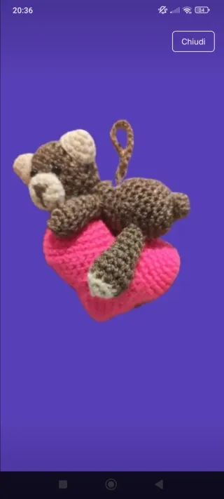 Portachiavi Orsetto Amigurumi Cuore Rosa