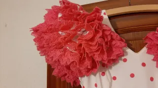 Vestido Gitana Blanco y lunares Rosa