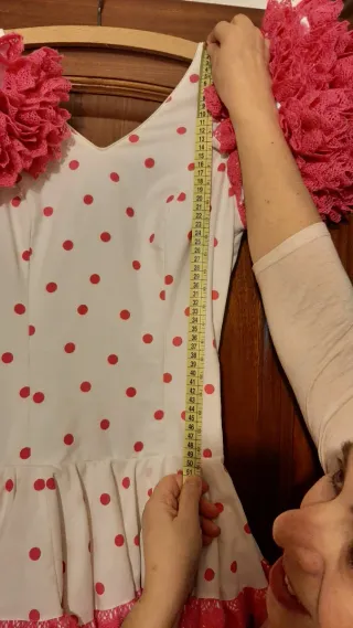 Vestido Gitana Blanco y lunares Rosa