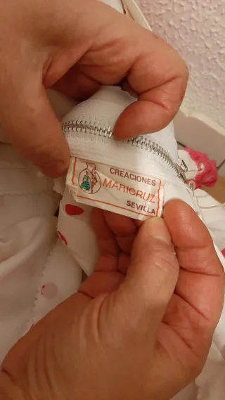 Vestido Gitana Blanco y lunares Rosa