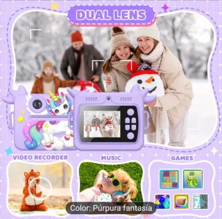 Cámara Instantánea Infantil Unicornio Morado