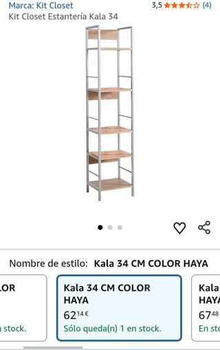 Estantería Kala 5 baldas 150x34x30 cm madera metal