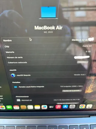 MACBOOK AIR M2 2022 256GB SSD 8GB