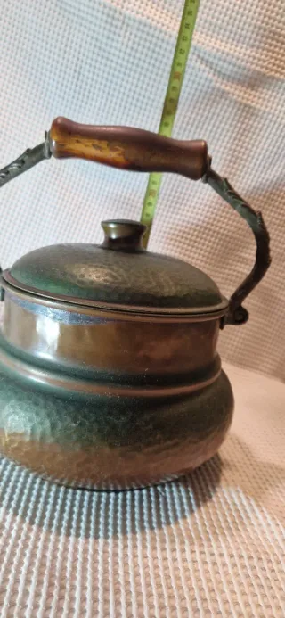 Bollitore vintage rame martellato e ottone