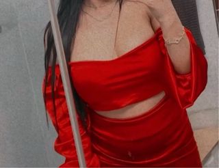 Vestido fiesta satinado rojo mujer