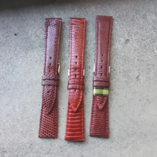 Cinturini vera lucertola marrone e rossi