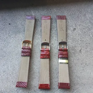 Cinturini vera lucertola marrone e rossi