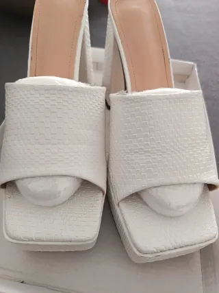 Lote Zapatos Mujer Tacón Plataforma Blancos