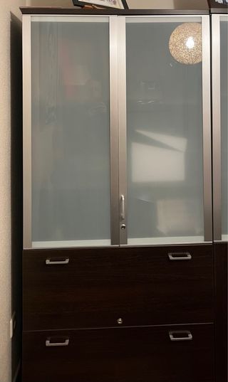 Armario oficina madera, cristal y metal