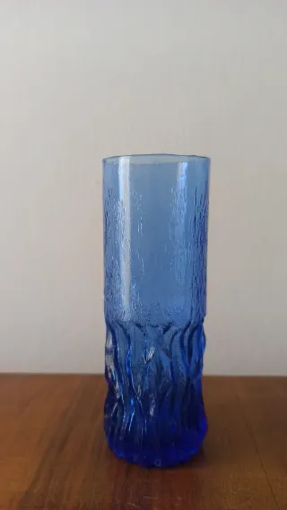 Vasetto/bicchiere blu cobalto vetro vintage