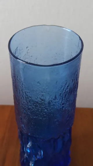 Vasetto/bicchiere blu cobalto vetro vintage